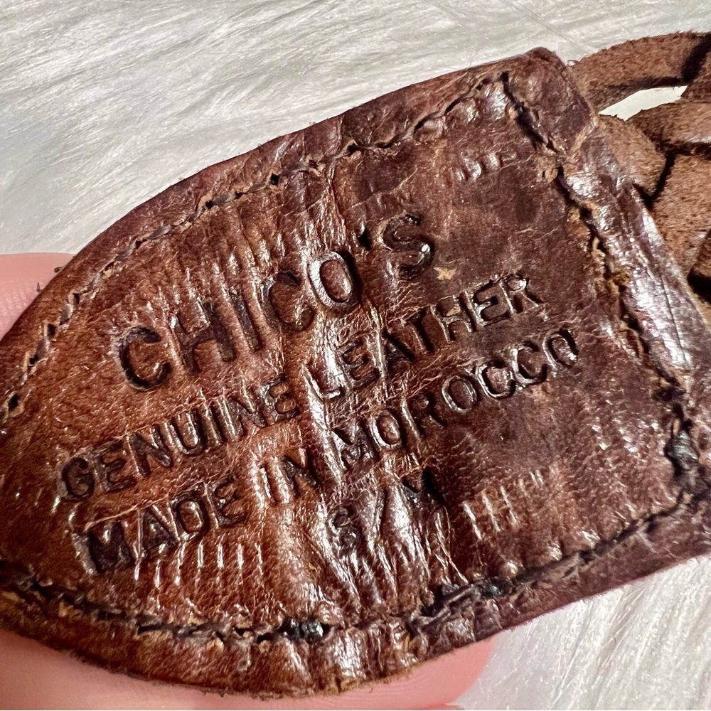 Chico’s 100% Genuine Leather Braided Belt w/ Ornate Brass Buckle - Picture 3 of 3